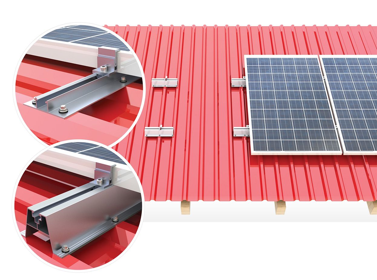 Vorgefertigtes Photovoltaik-Kraftwerk für ein Trapezblech-Schrägdach-Montagesystem