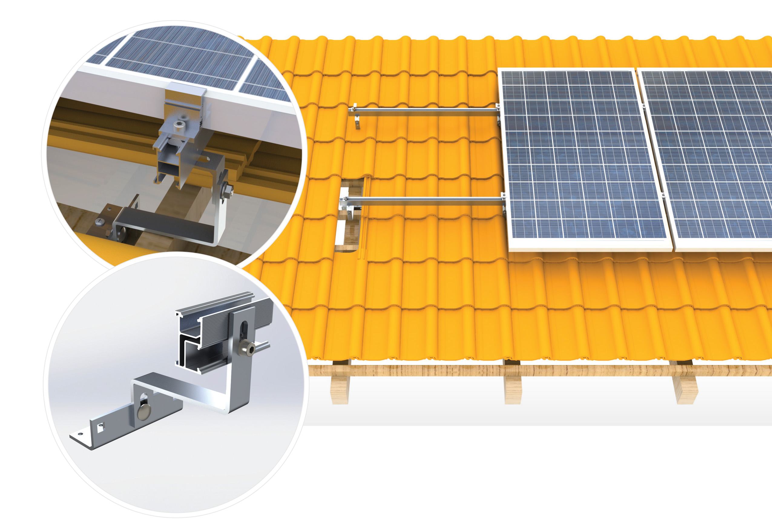Vorgefertigtes Photovoltaik-Kraftwerk für ein Keramik Dachziegel-Schrägdach-Montagesystem