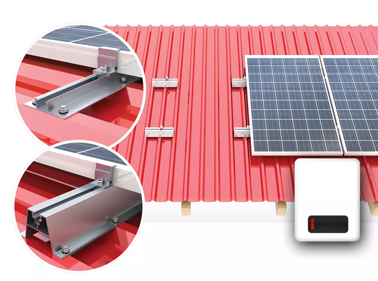 Vorgefertigtes Photovoltaik-Kraftwerk für ein Trapezblech-Schrägdach-Montagesystem