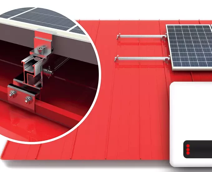 Vorgefertigtes Hybrid-Photovoltaik-Kraftwerk für ein Stehfalzdach-Schrägdach